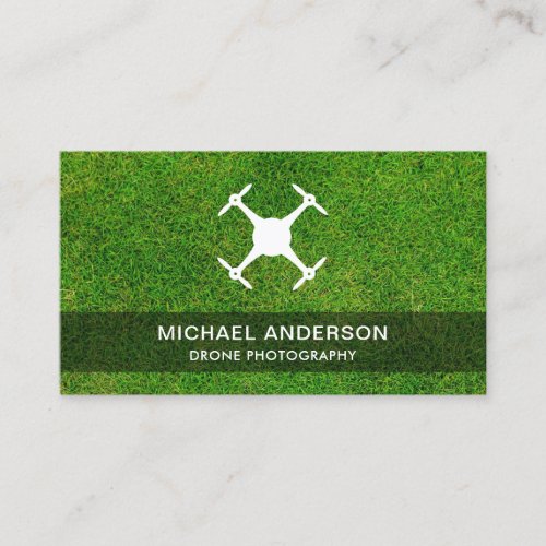Green Grass Lawn Modern Drone Photography Business Card