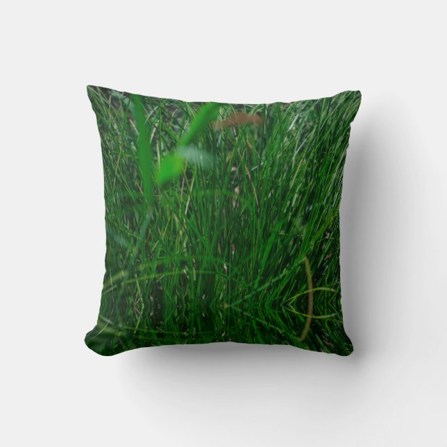 Green Grass Leaves Nature Throw Pillow (Front)