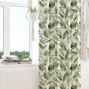 Green Grass Leaves Pattern Nature Botany Blackout Curtains