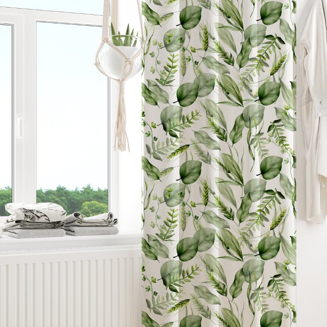Green Grass Leaves Pattern Nature Botany Blackout Curtains (Creator Uploaded)