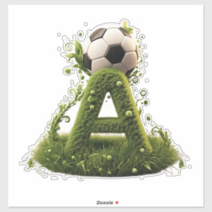 Green Grass Letter A Topiary With Soccer Ball Sticker