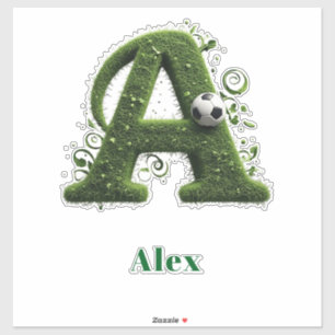 Green Grass Letter A Topiary With Soccer Ball Sticker