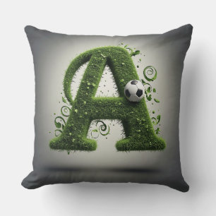 Green Grass Letter A Topiary With Soccer Ball Throw Pillow