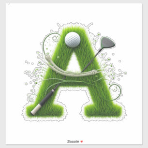 Green Grass Letter A With Golf Clubs: Sport, Natur Sticker