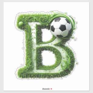 Green Grass Letter B Topiary With Soccer Ball Sticker