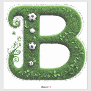 Green Grass Letter B Topiary With Soccer Ball Sticker