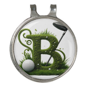 Green Grass Letter B With Golf Clubs: Sport, Natur Hat Clip