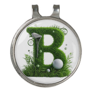 Green Grass Letter B With Golf Clubs: Sport, Natur Hat Clip