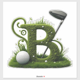 Green Grass Letter B With Golf Clubs: Sport, Natur Sticker