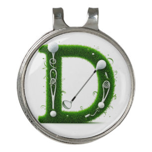Green Grass Letter D With Golf Clubs: Sport, Natur Hat Clip