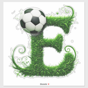 Green Grass Letter E Topiary With Soccer Ball Sticker