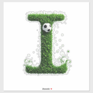 Green Grass Letter I With Soccer Ball Sticker