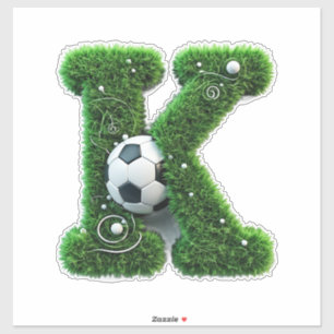 Green Grass Letter K With Soccer Ball Sticker