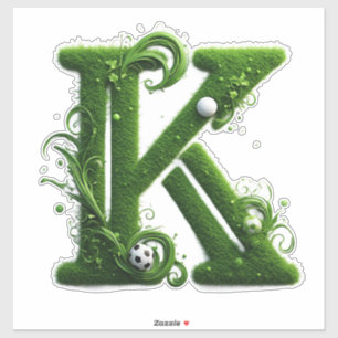 Green Grass Letter K With Soccer Ball Sticker