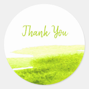 Green grass lime watercolor minimal classic round sticker