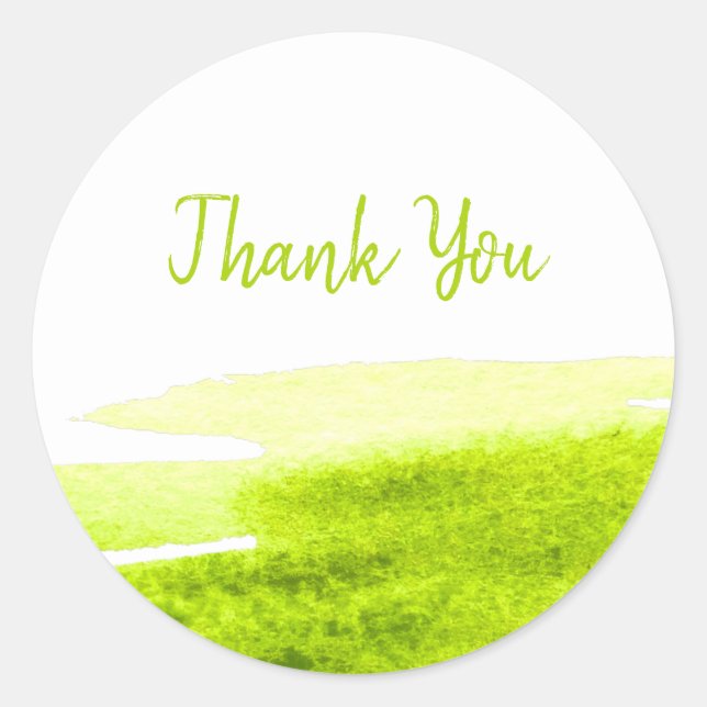 Green grass lime watercolor minimal classic round sticker (Front)
