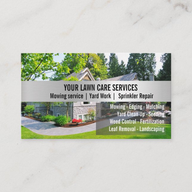 Green Grass Mowing Yarn Care Gardenin Business Card (Front)
