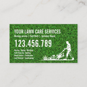 Green Grass Mowing Yarn Care Gardening Landscaping Business Card