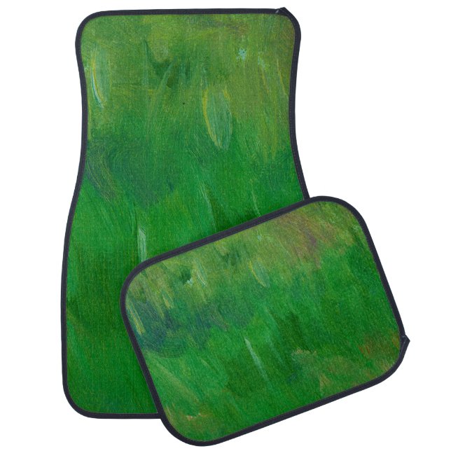 Green grass paint texture. Hand drawn background.  Car Floor Mat (Set)