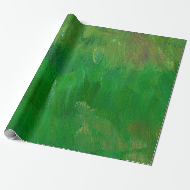 Green grass paint texture. Hand drawn background.  Wrapping Paper (Unrolled)