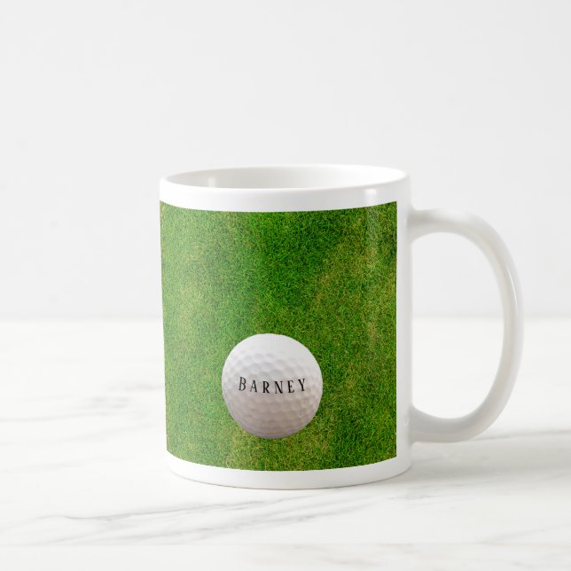 Green Grass, Personalized Golfball on Grass Coffee Mug (Right)
