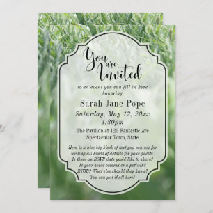 Green Grass Photo, Casual Outdoor Party or Event Invitation