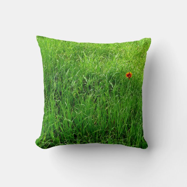 Green Grass Photograph Throw Pillow (Front)