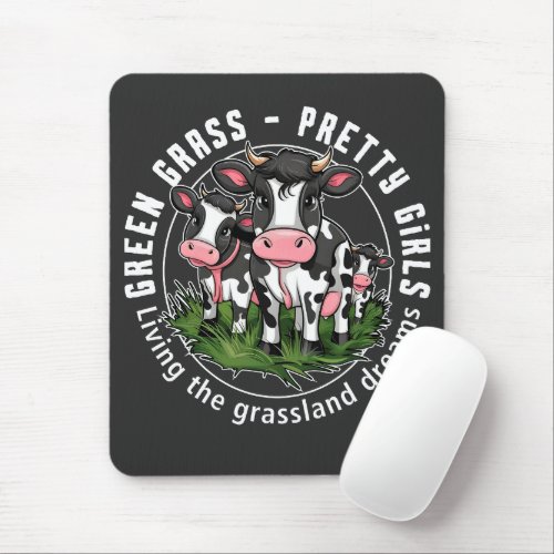 Green grass pretty girls mouse pad