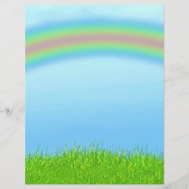 Green Grass, Rainbow & Blue Sky Background Flyer (Front)