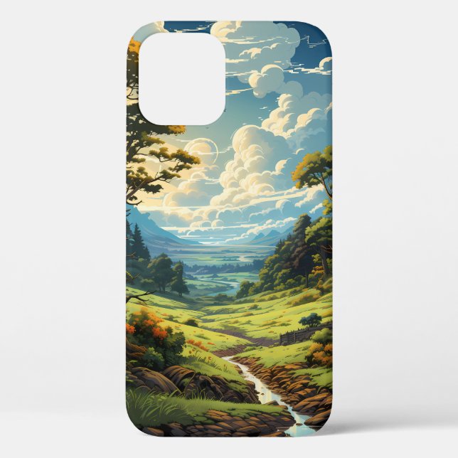 Green Grass Sky Landscape Case-Mate iPhone Case (Back)