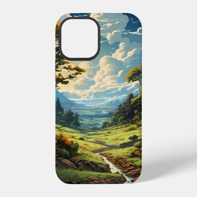 Green Grass Sky Landscape Iphone Case (Back)