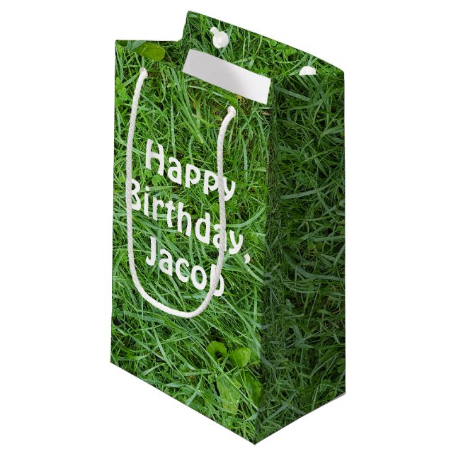 green grass sod birthday small gift bag (Front Angled)