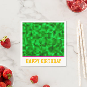 Green Grass Sports Team Field Happy Birthday Napkins