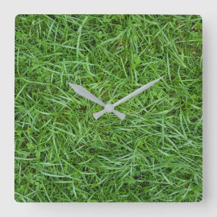 Green Grass Square Wall Clock