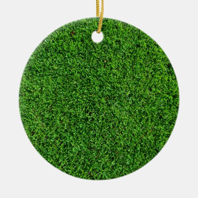 Green Grass Texture Ceramic Ornament (Front)