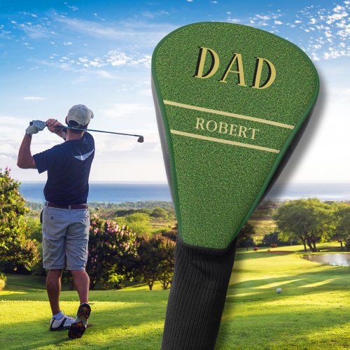 Green Grass Texture Custom DAD Name Golf Head Cover
