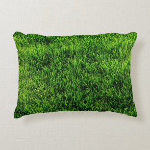 Green grass texture from a soccer field accent pillow