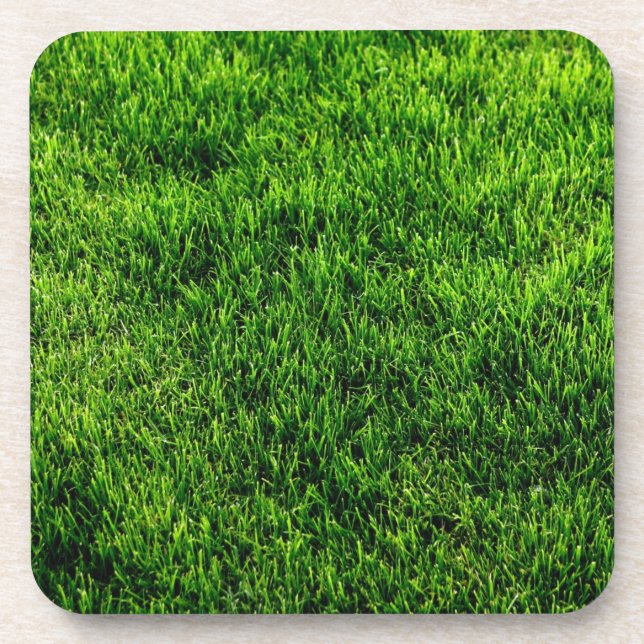Green grass texture from a soccer field beverage coaster (Front)