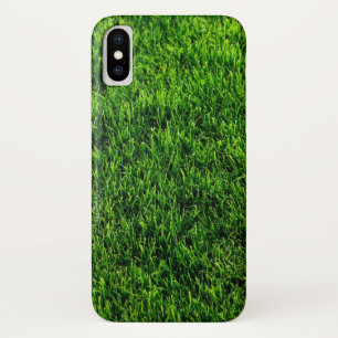 Green grass texture from a soccer field iPhone x case