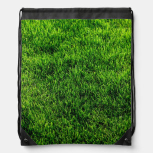 Green grass texture from a soccer field drawstring bag