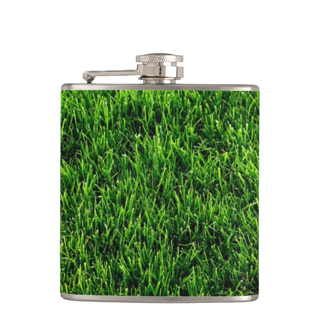 Green grass texture from a soccer field flask (Front)