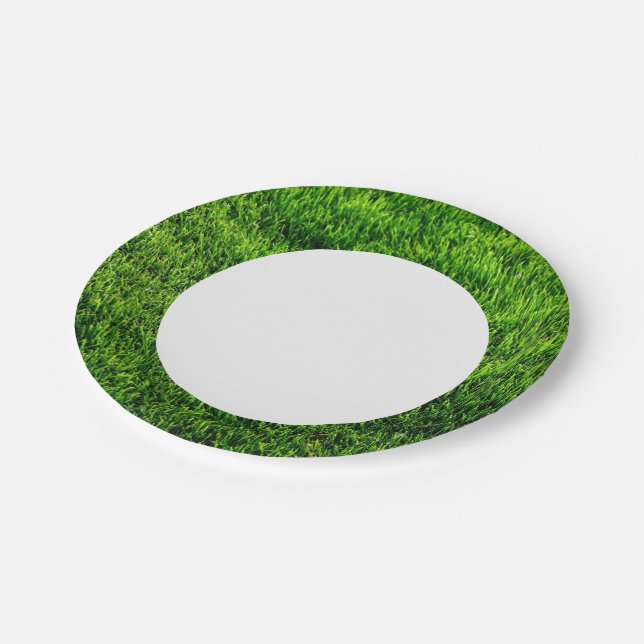 Green grass texture from a soccer field paper plates (Angled)