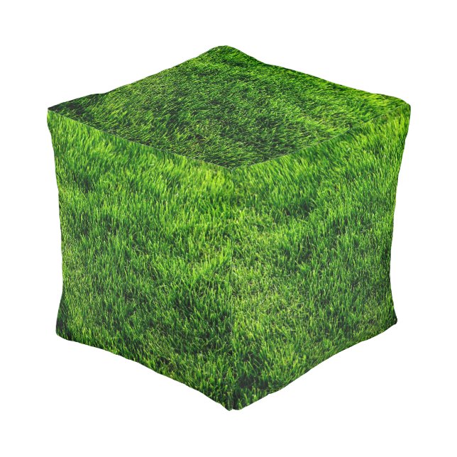 Green grass texture from a soccer field pouf (Angled Front)