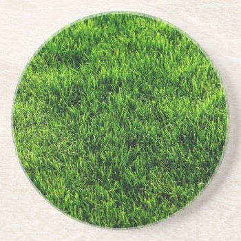 Green Grass Texture From A Soccer Field Sandstone Coaster by boutiquey at Zazzle
