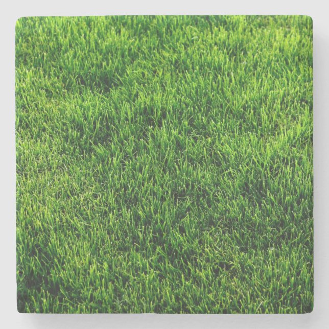 Green grass texture from a soccer field stone coaster (Front)