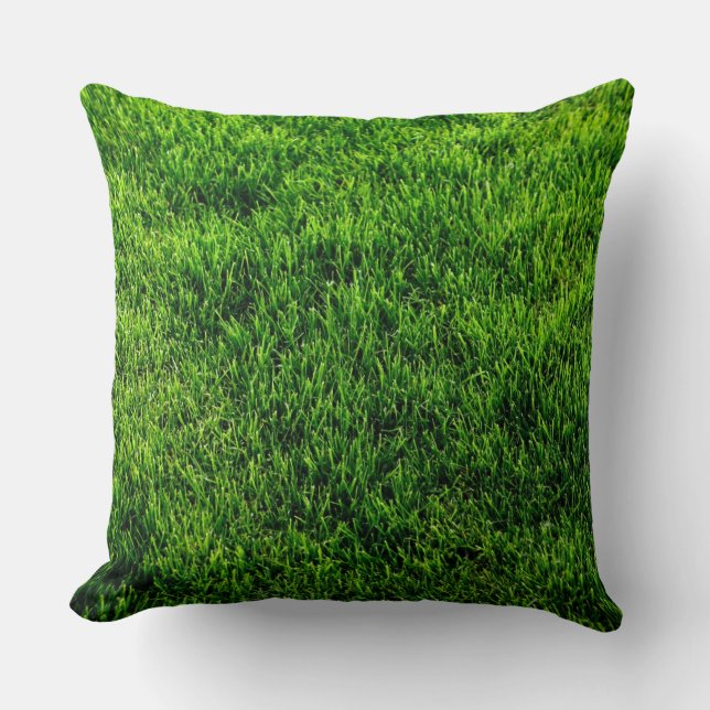 Green grass texture from a soccer field throw pillow (Front)