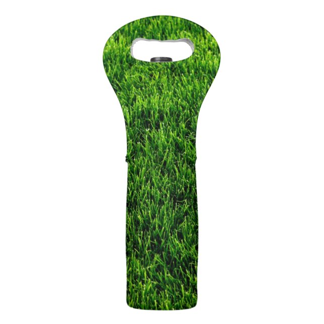 Green grass texture from a soccer field wine bag (Front)