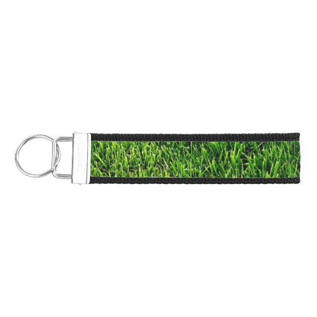 Green grass texture from a soccer field wrist keychain (Keys on Left)
