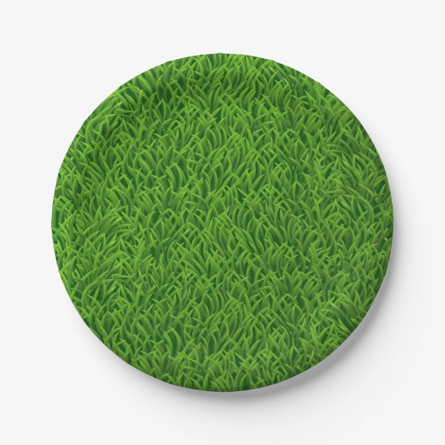 Green grass texture paper plates (Front)