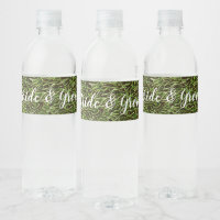 Green grass with name on the grass water bottle label